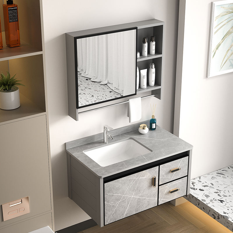 Rock porcelain basin simple bathroom cabinet combination, bathroom washbasin, sink, washbasin and mirror cabinet set wholesale one piece full figure