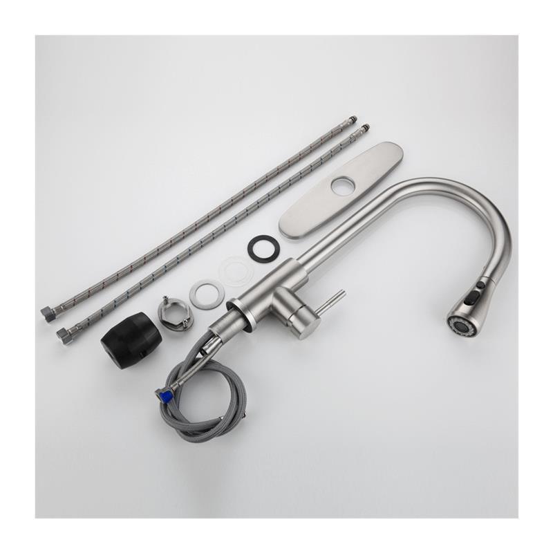 Cross-border 304 stainless steel kitchen faucet, sink, stainless steel rotatable, pull-out and telescopic hot and cold water faucet Application Scenario