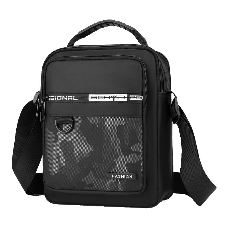 2024 New trendy men's bag, waterproof Oxford fabric single-shoulder crossbody backpack, men's vertical multi-functional casual messenger bag Item Picture