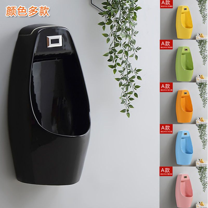 Household adult black urinal, ceramic automatic sensor urinal, floor-standing wall-mounted bathroom, men's toilet full figure