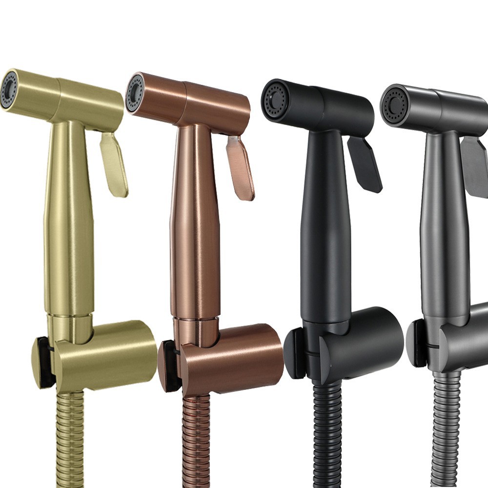 HIDEEP Black Toilet Spray Gun Set, Stainless steel Sanitary faucet, Copper Spray gun, Toilet Flusher HI09021A full figure