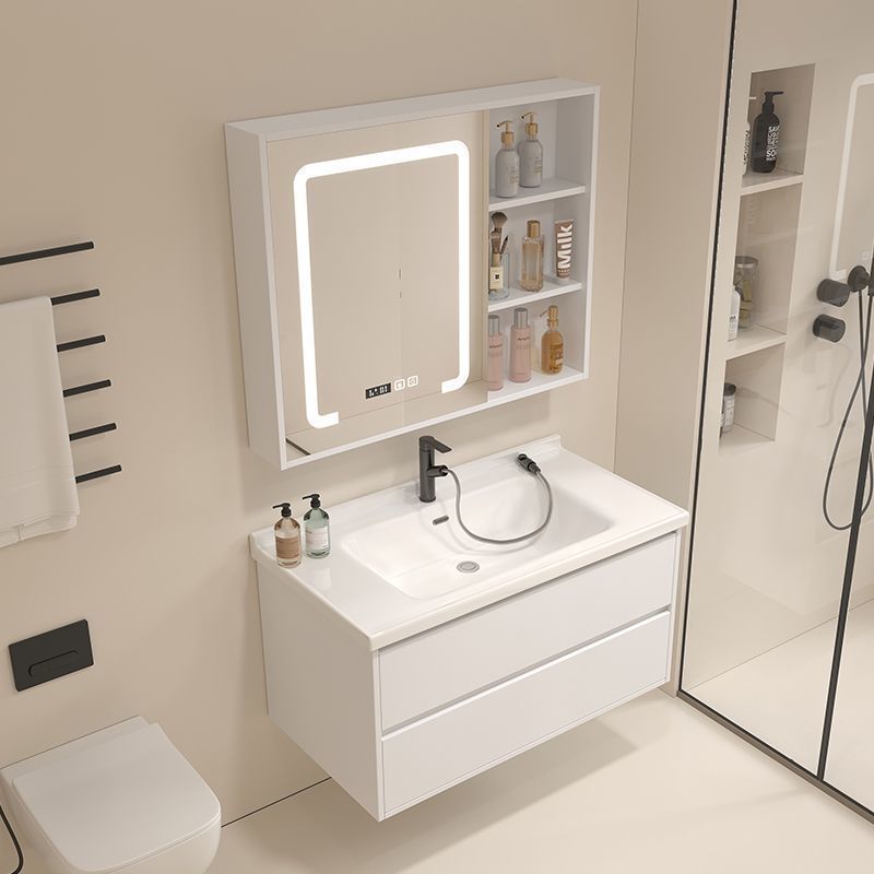 Integrated basin bathroom cabinet combination, modern and simple washbasin and basin set, ceramic bathroom washbasin, light luxury style Specification drawing