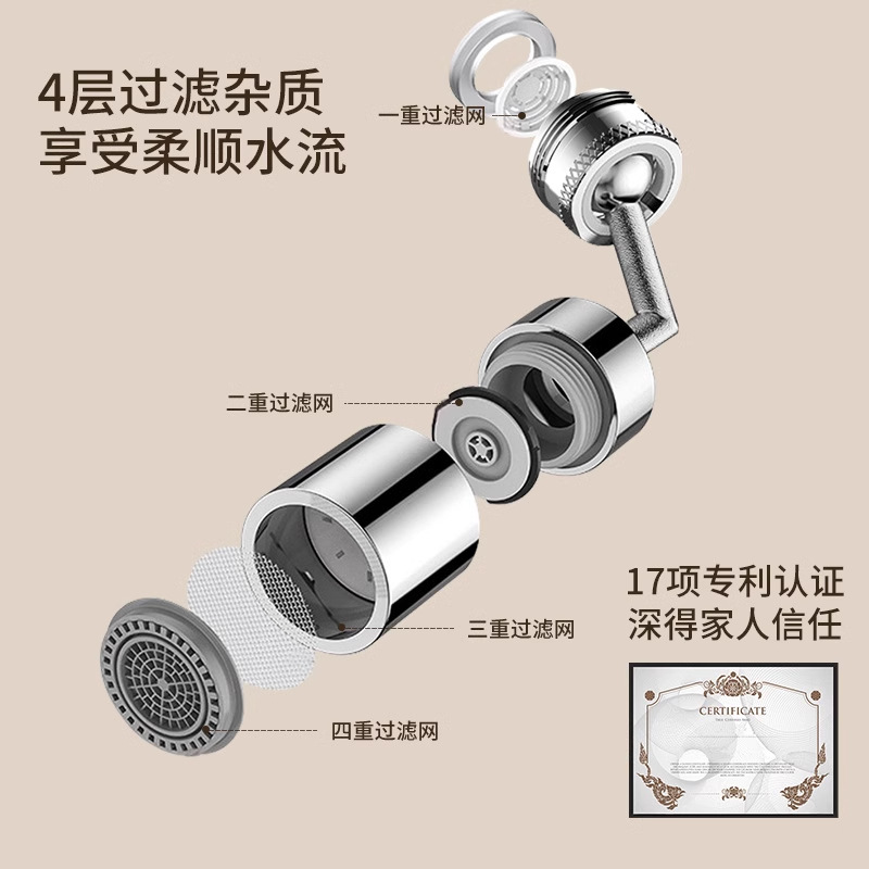 Universal faucet bubble extender, bathroom water outlet anti-splash faucet aerator, water-saving accessories Specification drawing