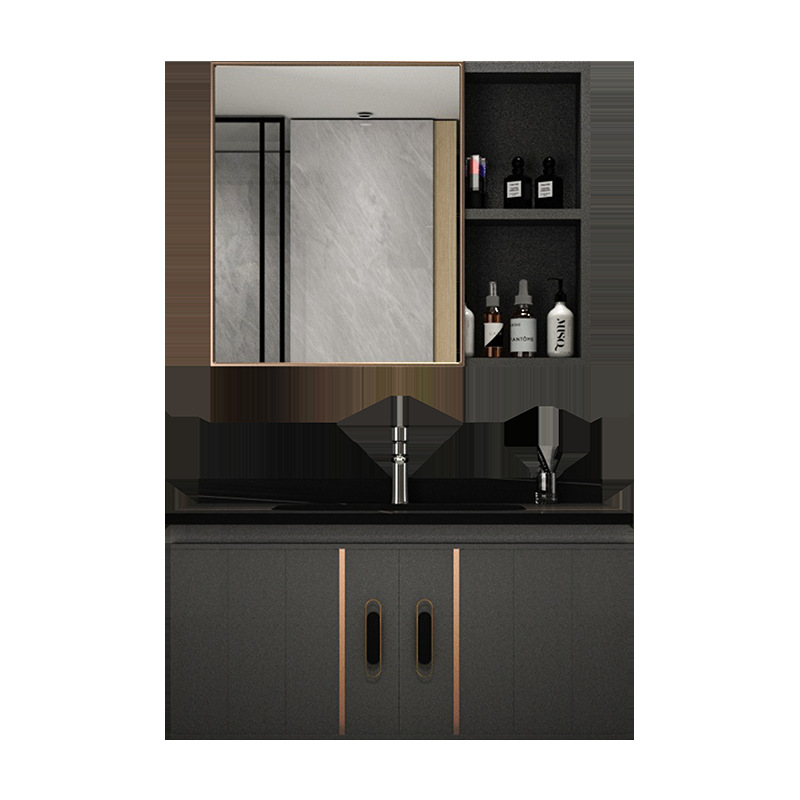 Light luxury rock plate space aluminum bathroom cabinet combination, modern and simple small-sized washbasin, household bathroom washbasin Item Picture