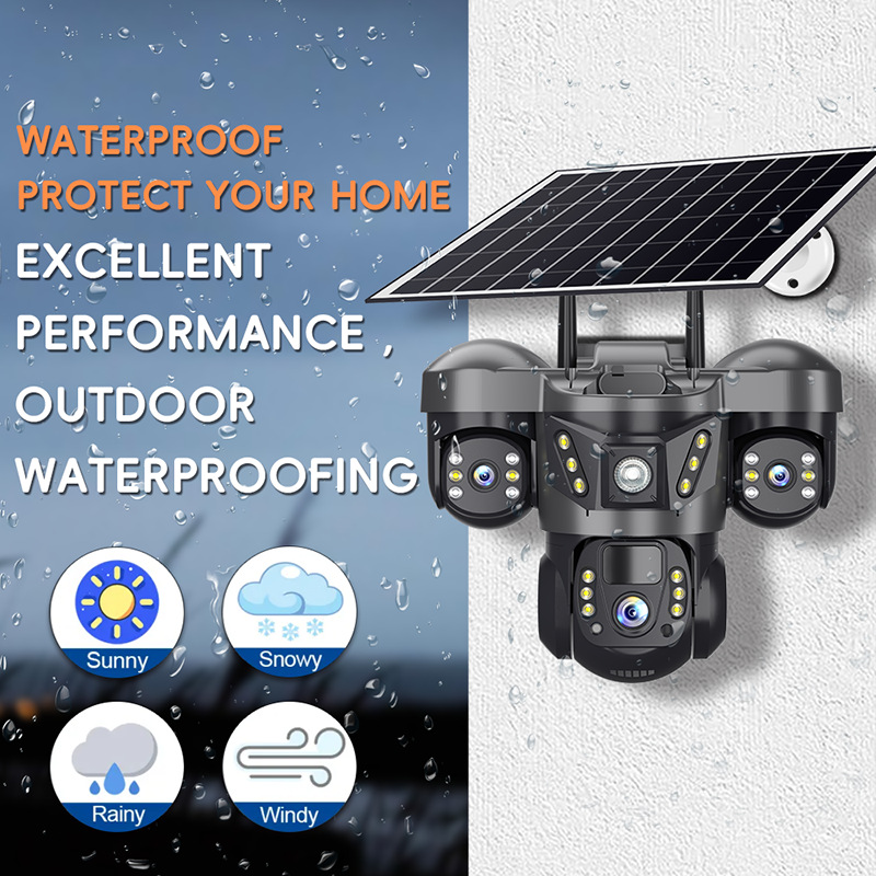Three-lens three-screen 4G high-definition solar dome camera monitoring solar camera 4G solar 3lens Application Scenario