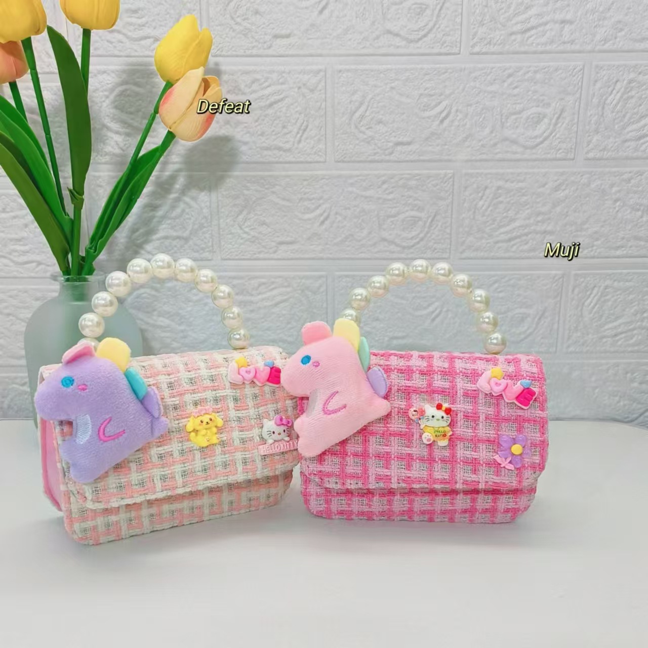 Pearl handbag, princess bag, little dinosaur, little girl, loose change accessory bag, little chanel-style chain bag, crossbody single-shoulder bag Specification drawing