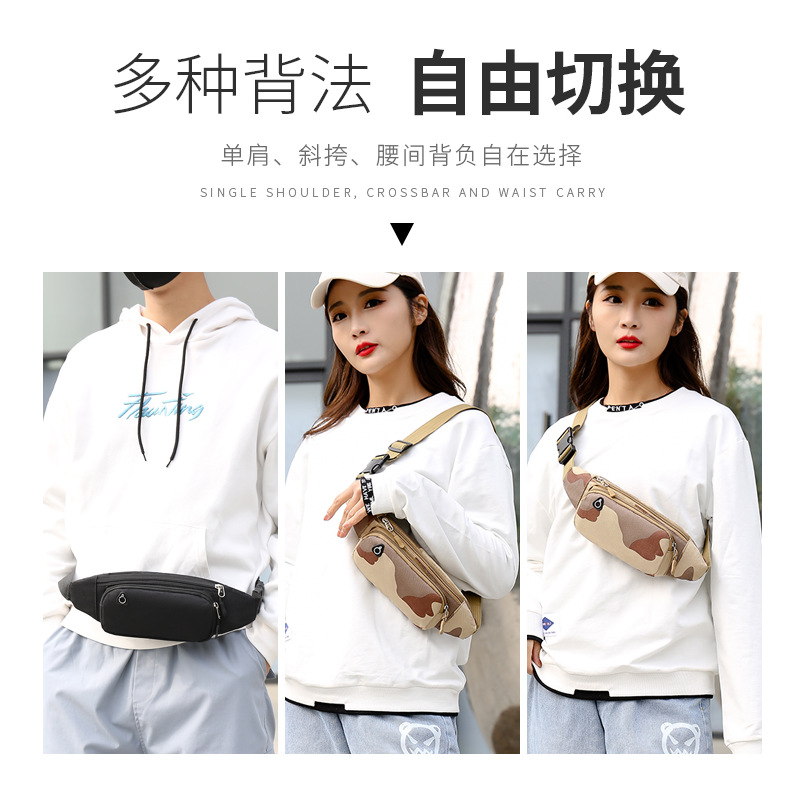 Outdoor close-fitting waist bags, multi-functional waterproof crossbody bags, cycling sports mobile phone bags, canvas cash register waist bags wholesale Application Scenario