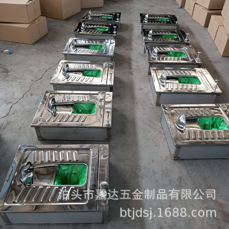Stainless steel packing squat toilet, no-flush toilet, anti-slip foot-stepped toilet, mechanical stainless steel packing squat toilet Specification drawing