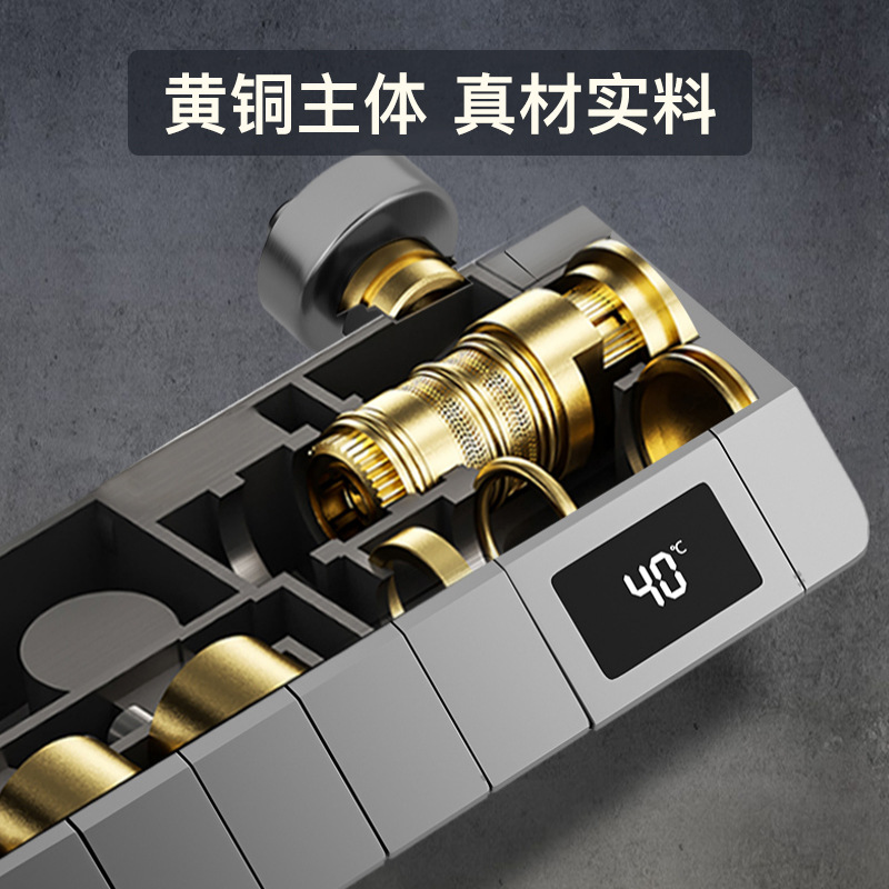 Shower head set, grey brass shower head, household constant-temperature pressure-increasing nozzle, bathroom for bathing and rain Application Scenario