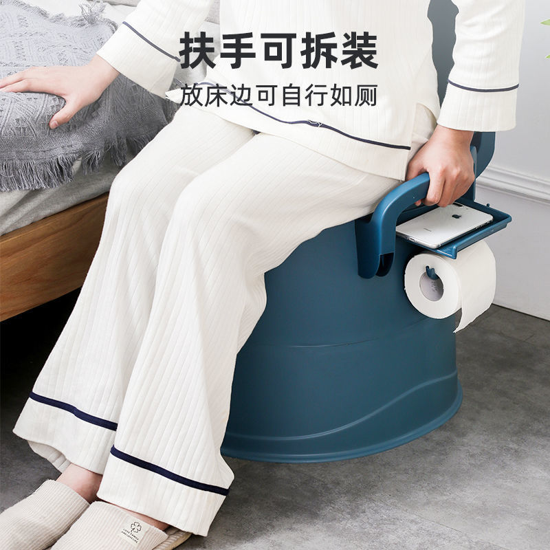 Mobile toilet, elderly toilet, home, pregnant women, indoor deodorizing, covered, adult portable plastic armrest toilet chair Specification drawing