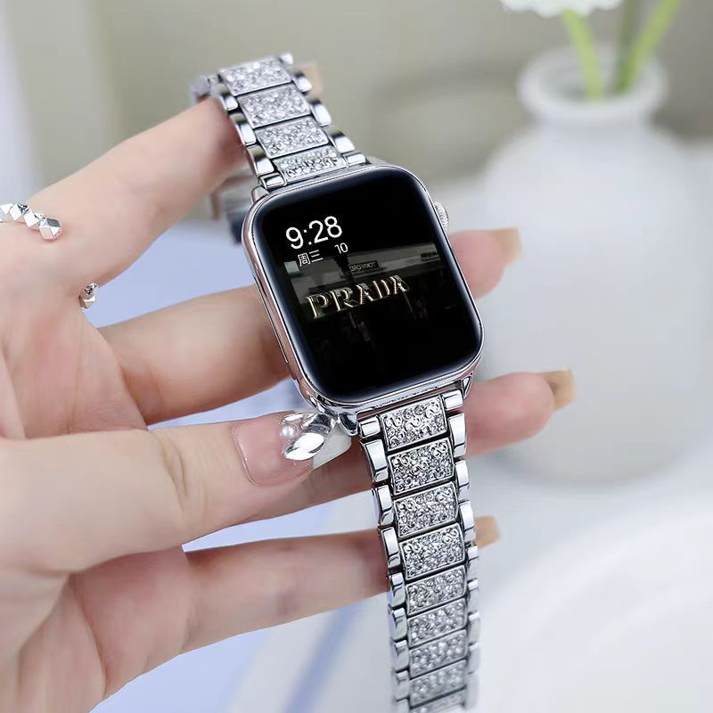 Compatible with S10 AppleWatch band, AppleWatch S9 Metal Starry Sky Diamond iwatchs87654 wristband details Picture