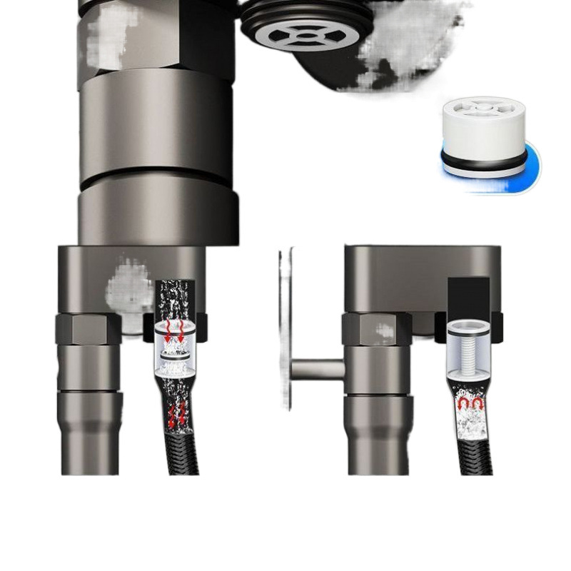 Wholesale of all-copper universal toilet companion faucet with one inlet and two outlets, dual-control spray gun for flushing, and bathroom Angle valve set Item Picture