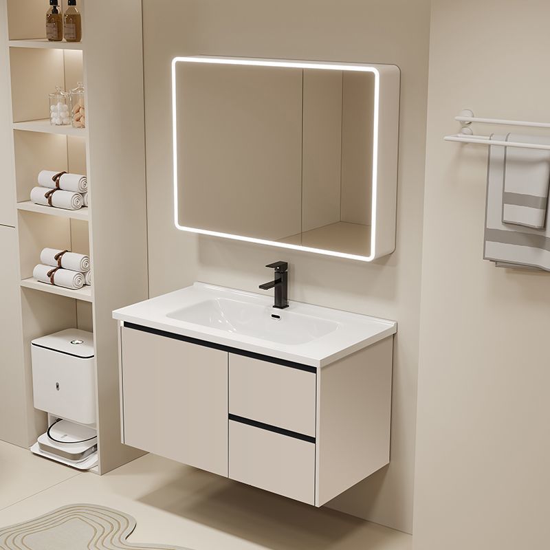 Home smart thickened smart space aluminum bathroom cabinet set, washbasin and washbasin integrated ceramic basin bathroom details Picture