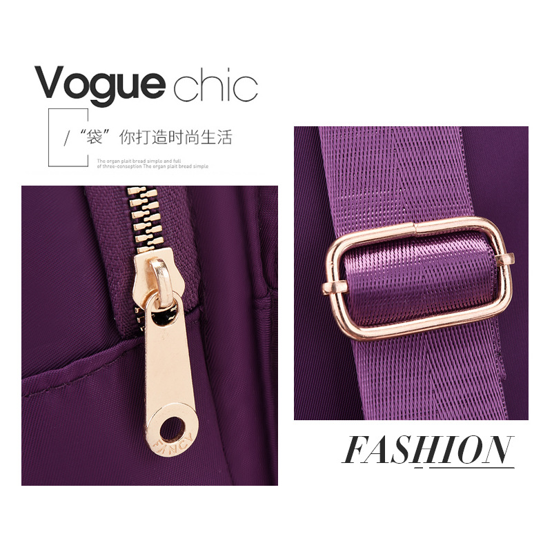 The new women's embroidered nylon chest bag is fashionable and versatile. The embroidered checkered crossbody bag is a simple outdoor travel daily women's bag details Picture