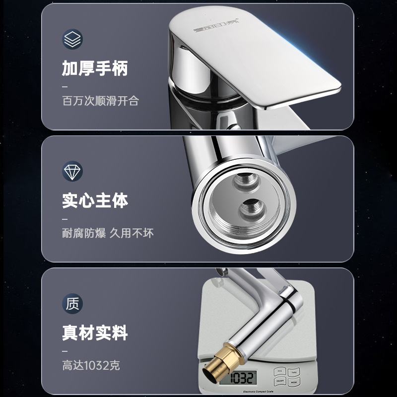 Stainless steel washbasin, hot and cold water faucet, bathroom cabinet, washstand, basin faucet, bathroom sink faucet Application Scenario