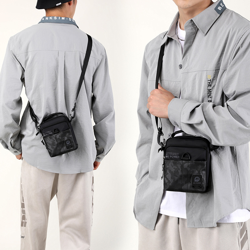 WEPOWER Men's lightweight sports single-shoulder crossbody bag, multi-functional belt hanging bag, vertical small bag, casual men's bag details Picture
