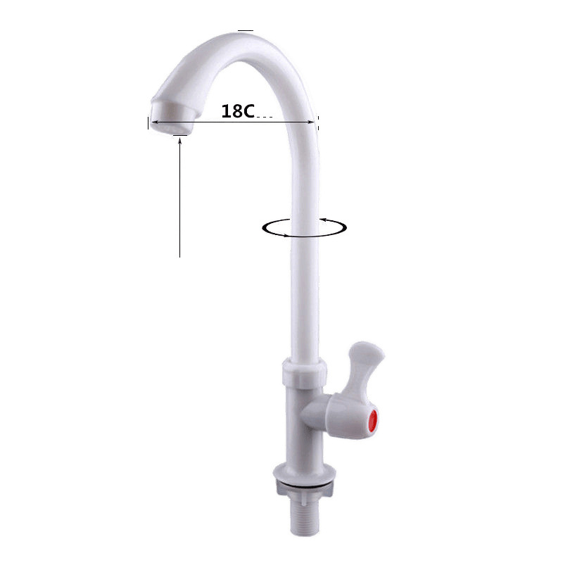 Kitchen single-cooling faucet, plastic faucet for vegetable basin, 4-inch vertical sink, sink, washbasin, pvc faucet, rotating Item Picture