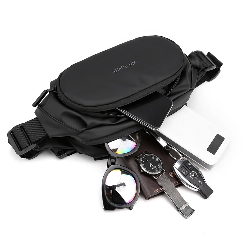 New men's waist bag, Korean style simple chest bag, outdoor sports crossbody bag, water-resistant functional waist bag, mobile phone case Item Picture