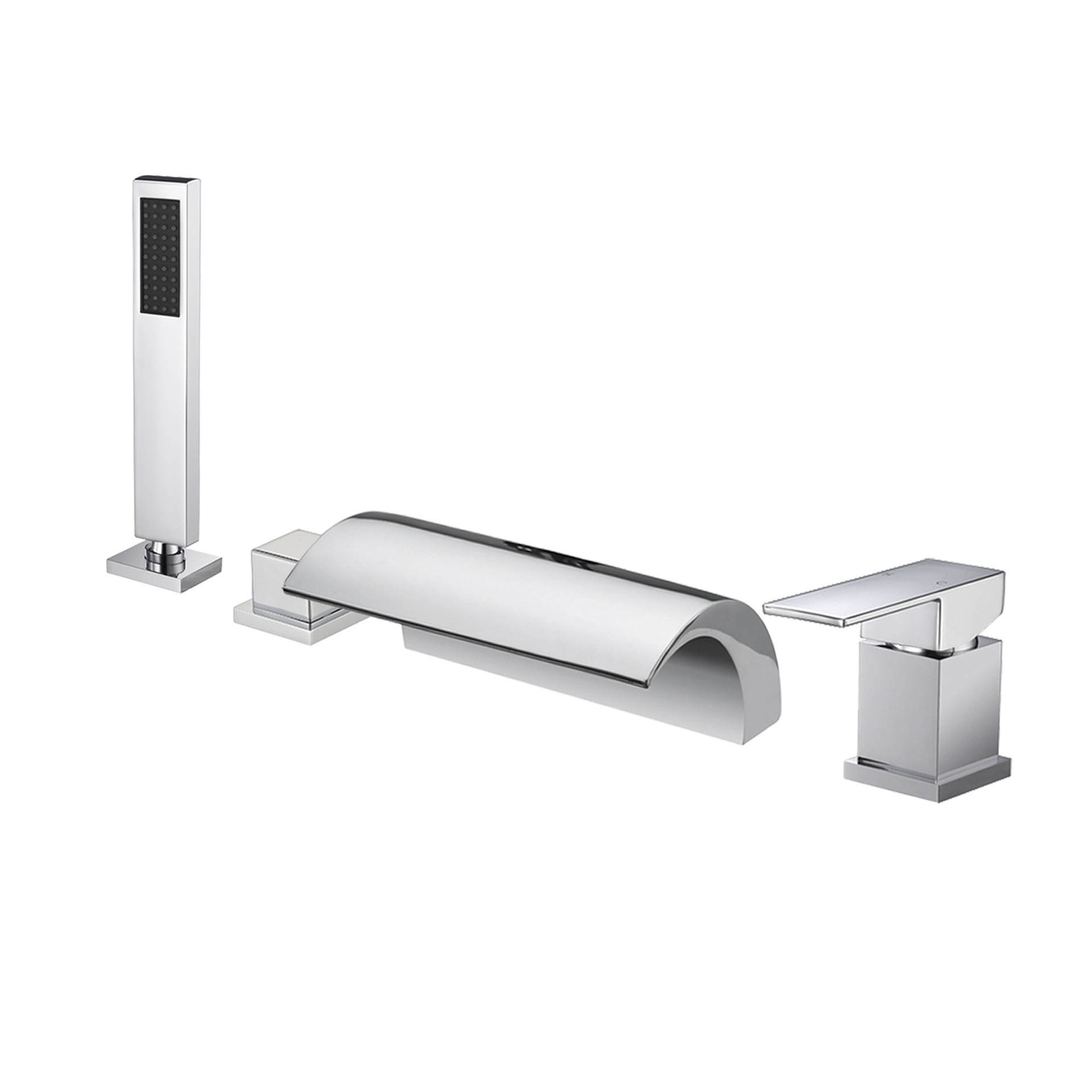 Factory bulk wholesale discount: Grand American-style waterfall split three-hole and five-hole bathtubs, hot and cold water faucets, chrome-plated black and white Specification drawing