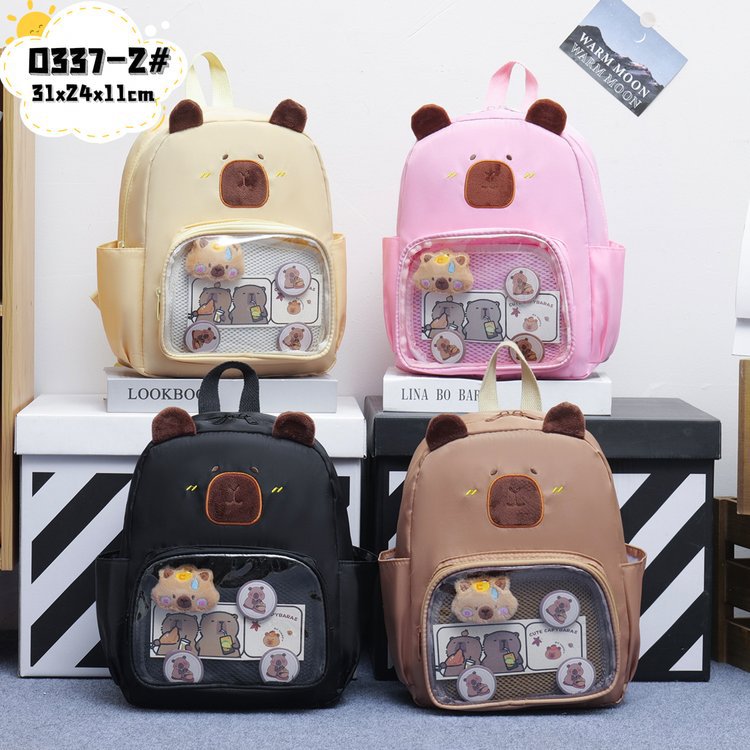 Cute cartoon capybara transparent backpack for children, 2025 new style, ladies' backpack, kindergarten girls' schoolbag, cross-border full figure