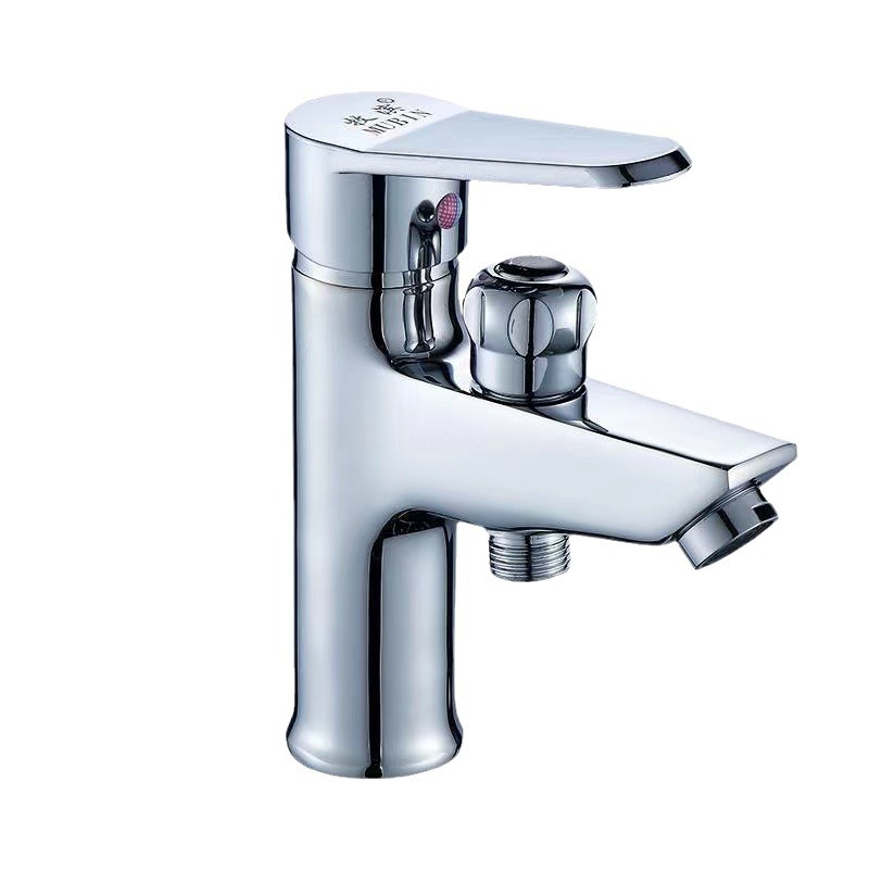 Wholesale all-copper single-hole washbasins, double dual-purpose faucets with shower heads, washbasins, washbasins, and cold and hot water mixing valves Item Picture