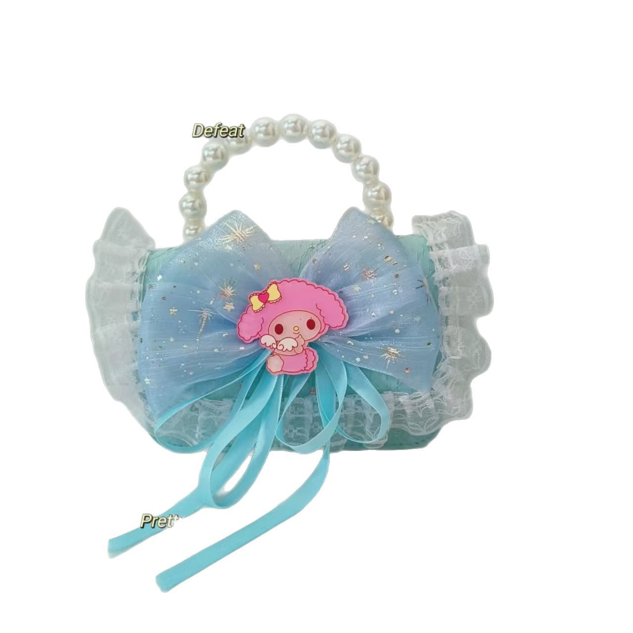 Bow children's bag, pearl handbag, single-shoulder crossbody bag, loose change accessory bag, Melody cartoon bag, princess bag Item Picture