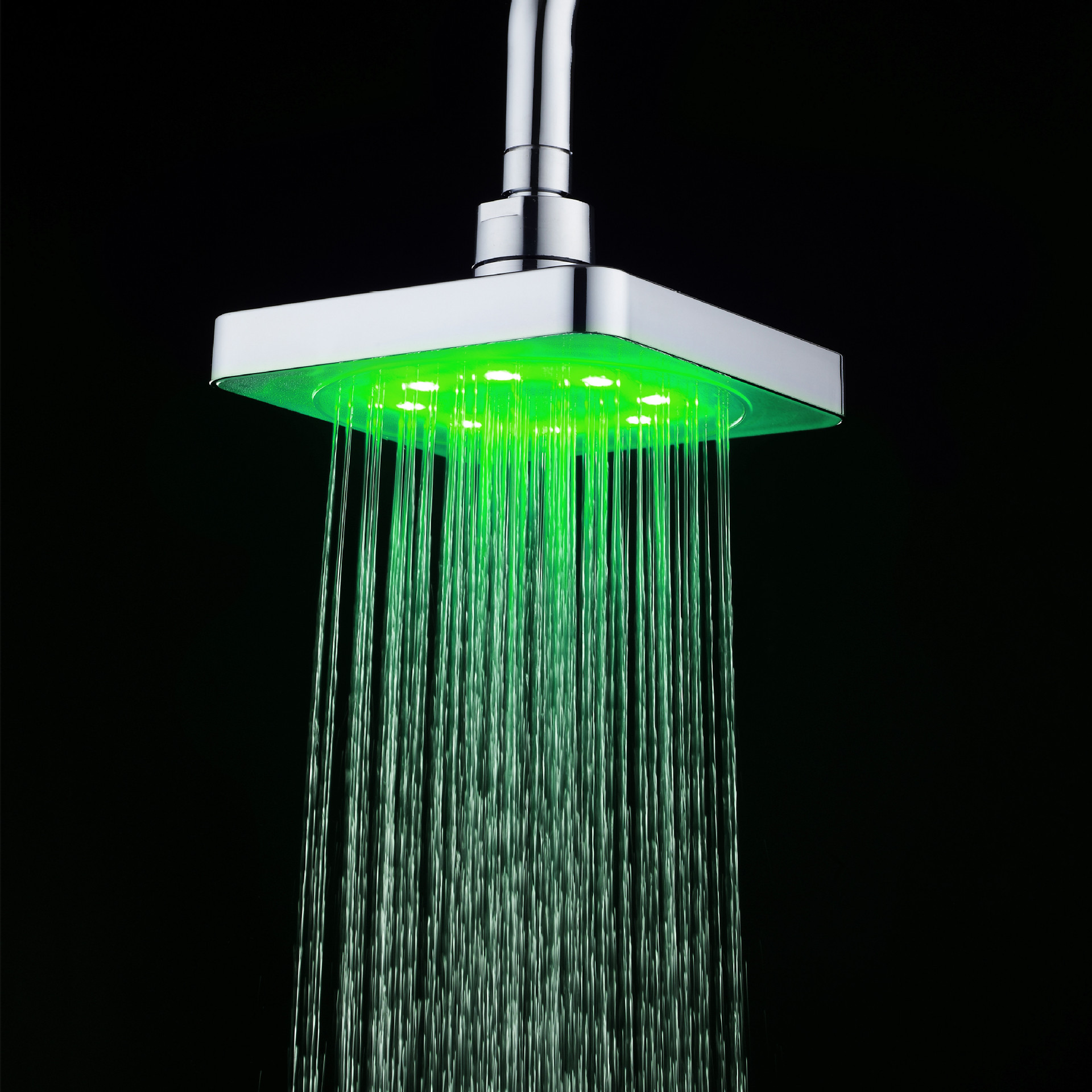 The manufacturer supplies 6-inch ceiling shower heads with LED temperature control and seven-color self-changing bathroom shower heads with square ceiling spray Application Scenario