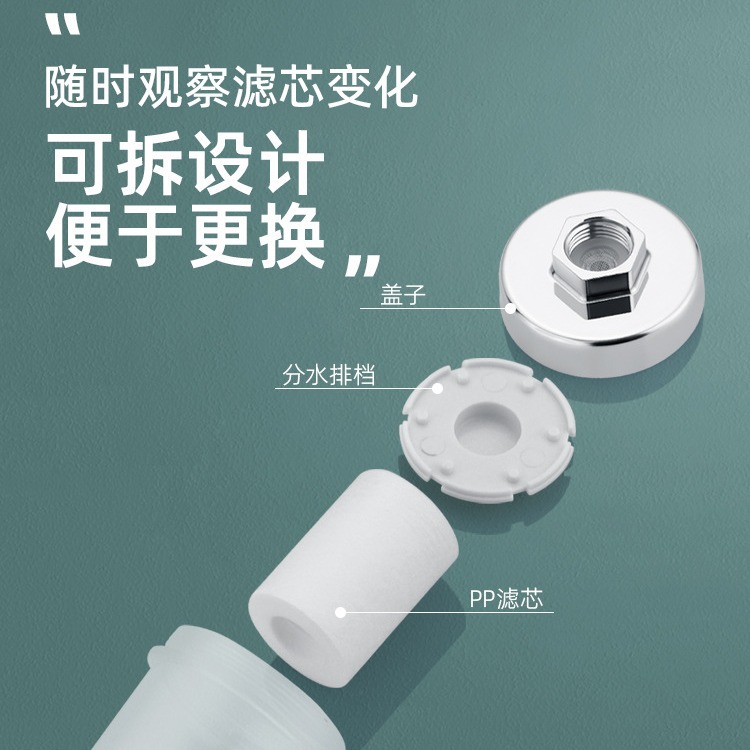 Shower head filter, household bathing PP cotton filter core, water purifier for chlorine purification, pre-filter for shower water heaters, universal Specification drawing