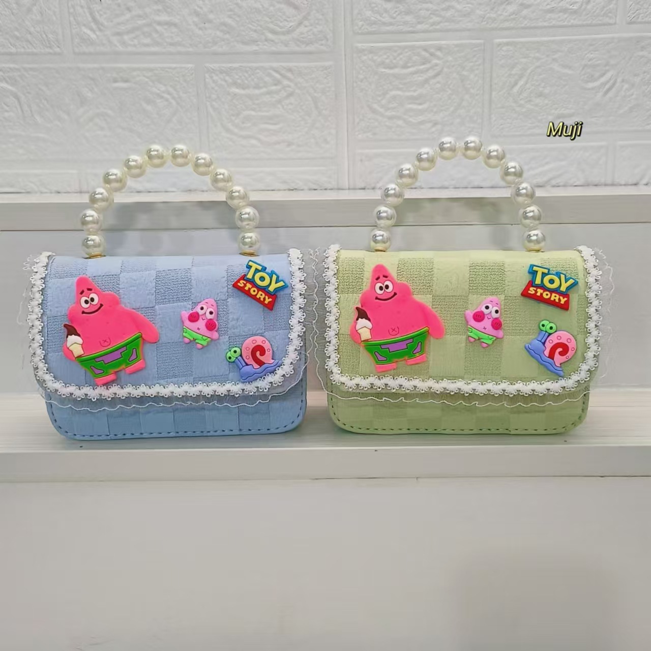 Pearl handbag, crossbody bag, loose change accessories, princess bag, chain small square bag, children's bag, SpongeBob SquarePants, Patrick Star Application Scenario