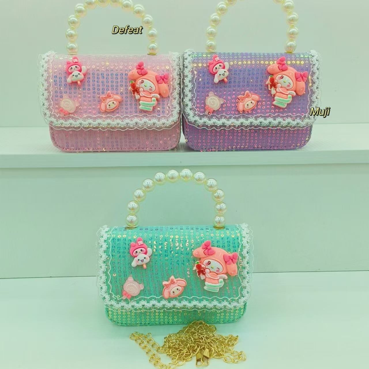 Melody pearl handbag, crossbody bag, accessory bag, princess bag, little girl's lucky money bag, small square bag, chain full figure
