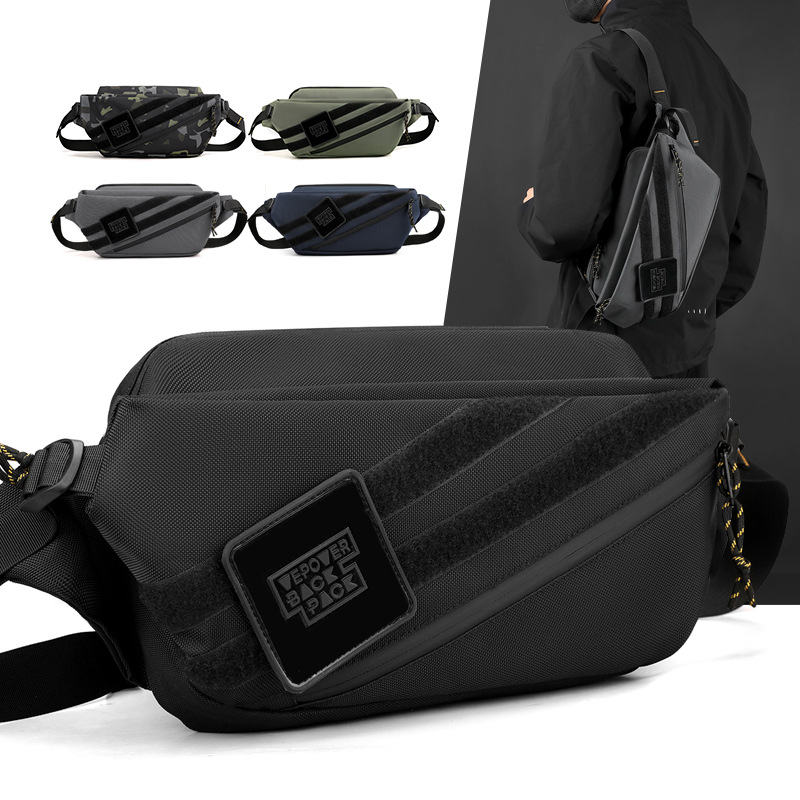 WEPOWER's new men's chest bag, trendy crossbody bag, outdoor sports waist bag, casual large-capacity single-shoulder bag full figure