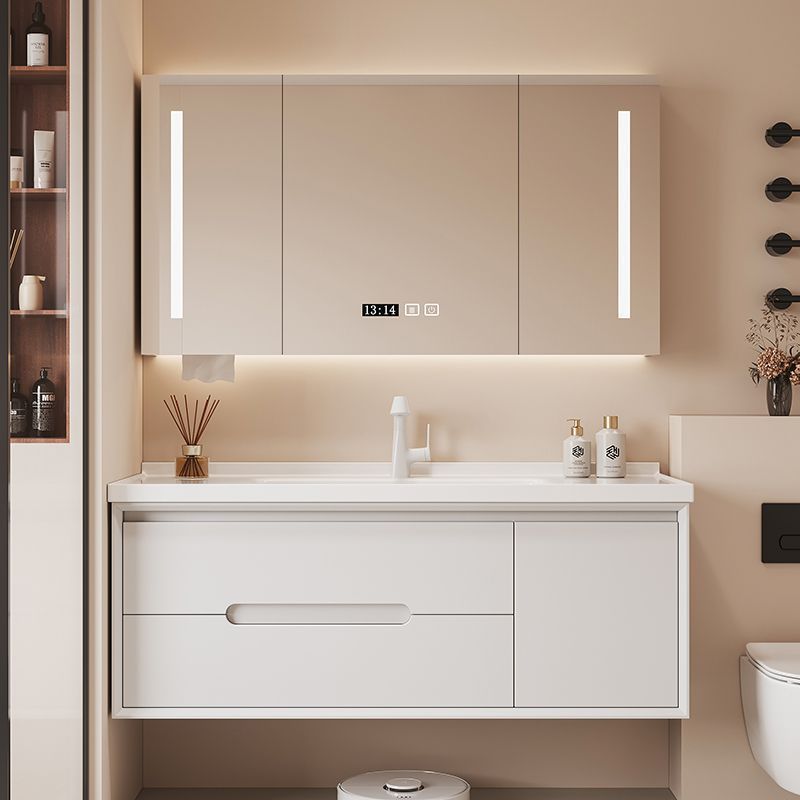 Cream ceramic one-piece French smart bathroom cabinet combination bathroom simple washbasin washbasin oak full figure