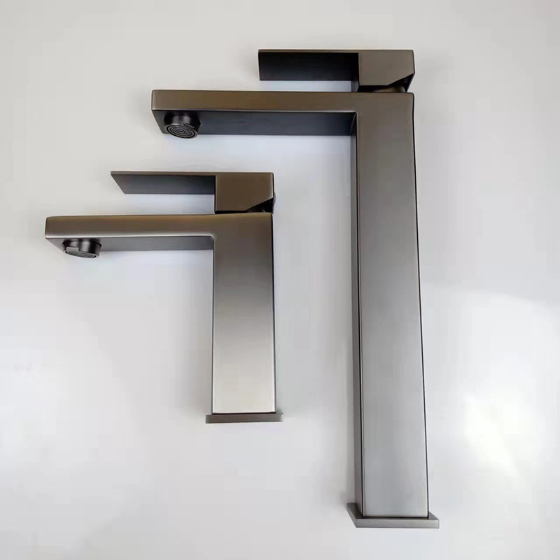 Cross-border 304 stainless steel bathroom washbasin faucet, bathroom cabinet, square golden hot and cold washbasin faucet Specification drawing