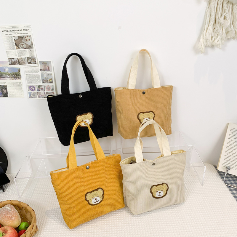 New corduroy small bags, women's bags, mini handbags, student Korean-style cute bento bags, trendy and easy to carry details Picture