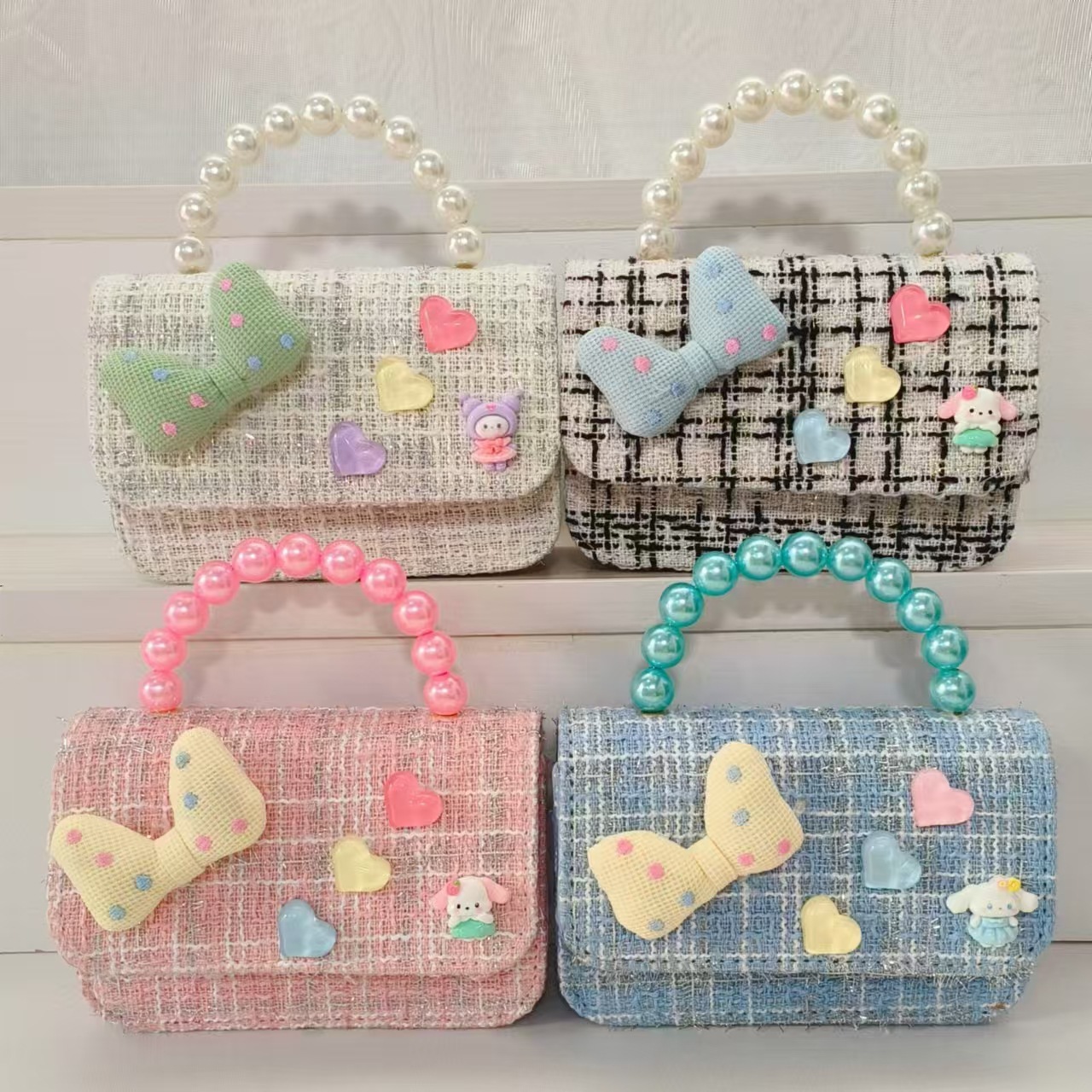 Melody Pearl handbag, princess bag, single-shoulder crossbody loose change accessory, small square bag, chain, girl's lucky money bag details Picture