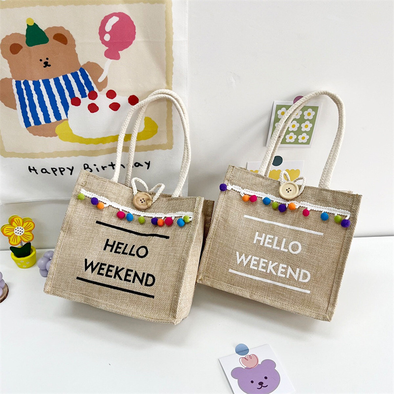 Cross-border fringed fashionable women's handbag 2022 Spring, fresh and simple linen women's backpack, personalized and trendy single-shoulder bag Specification drawing