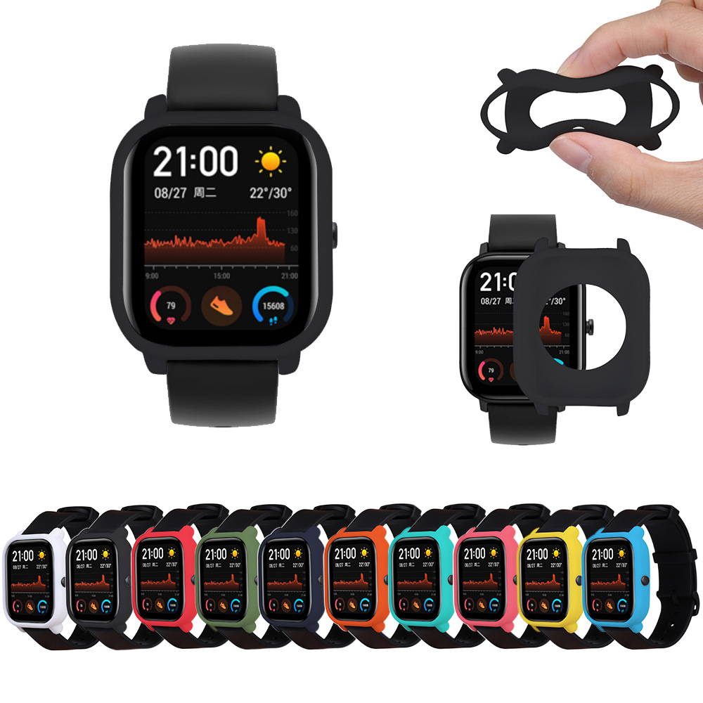Suitable for Huami Amazfit GTS silicone protective case, solid color anti-drop and scratch-resistant soft rubber protective cover, soft full figure