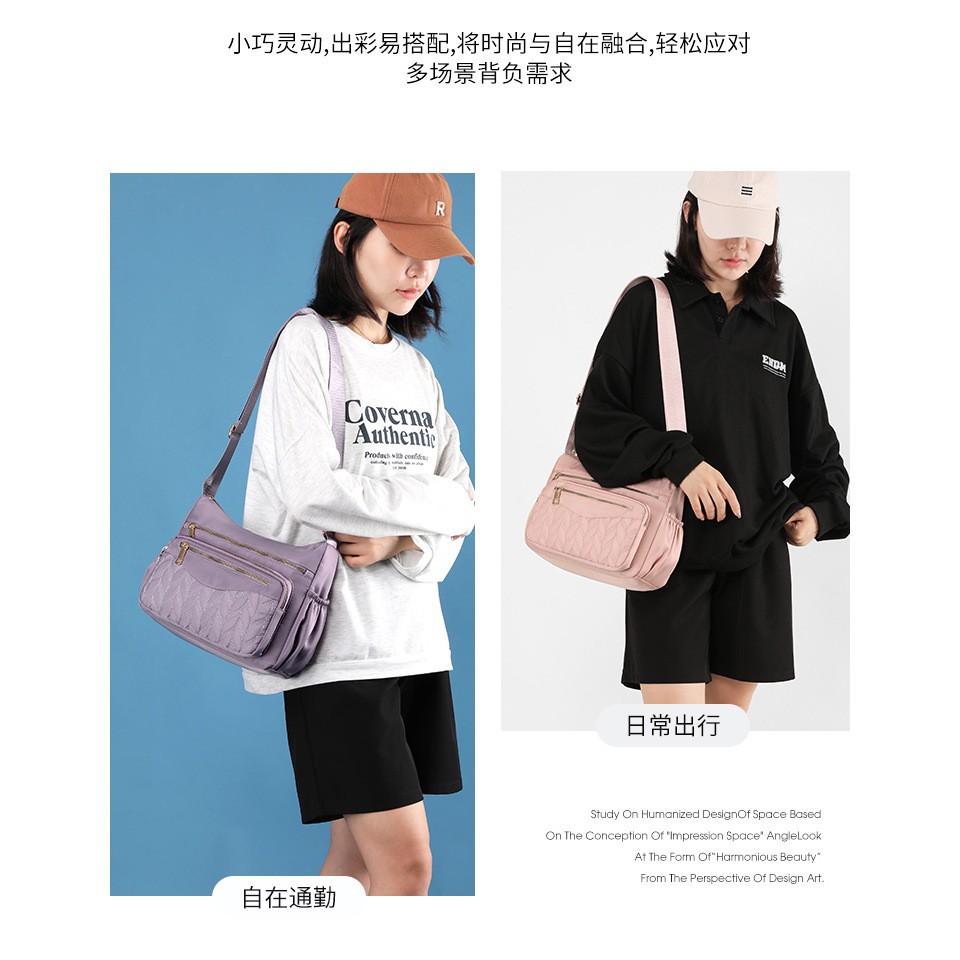 New women's crossbody bag, nylon, fashionable and stylish single-shoulder bag, large capacity, multi-layer, simple middle-aged mom bag Application Scenario