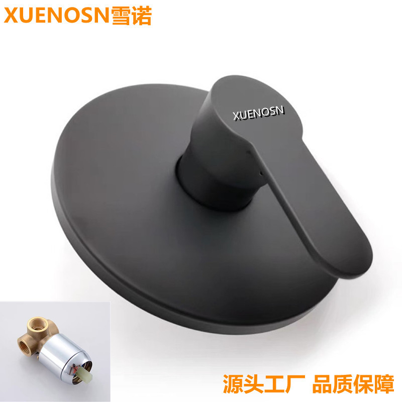 Black concealed single-function showerhead, wall-mounted brass body, built-in circular shower, cold and hot mixed faucet full figure