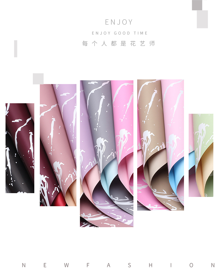 Marble, Ouya paper, flower wrapping paper, pattern, high-end feel, plastic film, waterproof, flower shop floral art pic 2