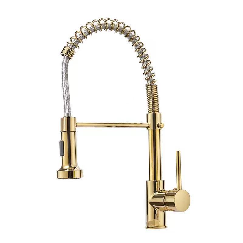 Cross-border supply of spring pull-out faucets, kitchen cold and hot multi-functional universal dual-outlet faucets for washing vegetables, sinks and faucets Item Picture