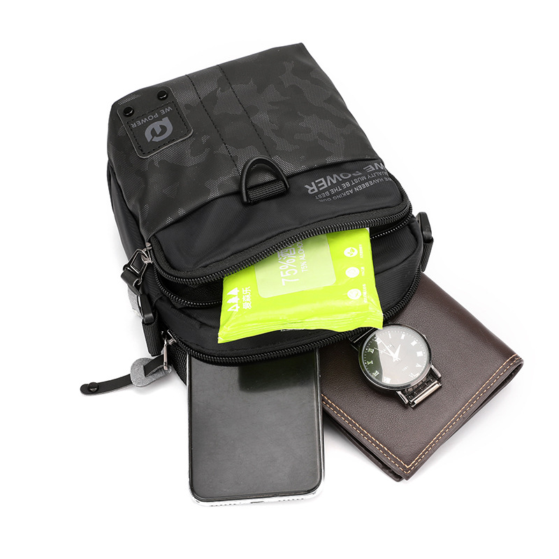 WEPOWER Men's lightweight sports single-shoulder crossbody bag, multi-functional belt hanging bag, vertical small bag, casual men's bag Item Picture