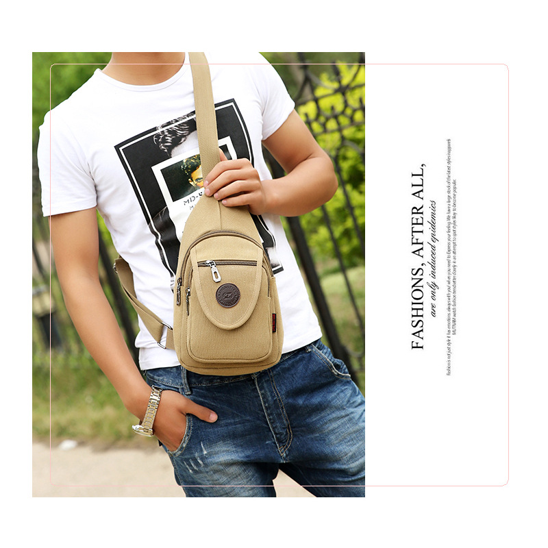 New men's chest bags, Korean-style single-shoulder bags, crossbody bags, men's and women's backpacks, Korean-style casual canvas bags, wholesale from manufacturers Application Scenario