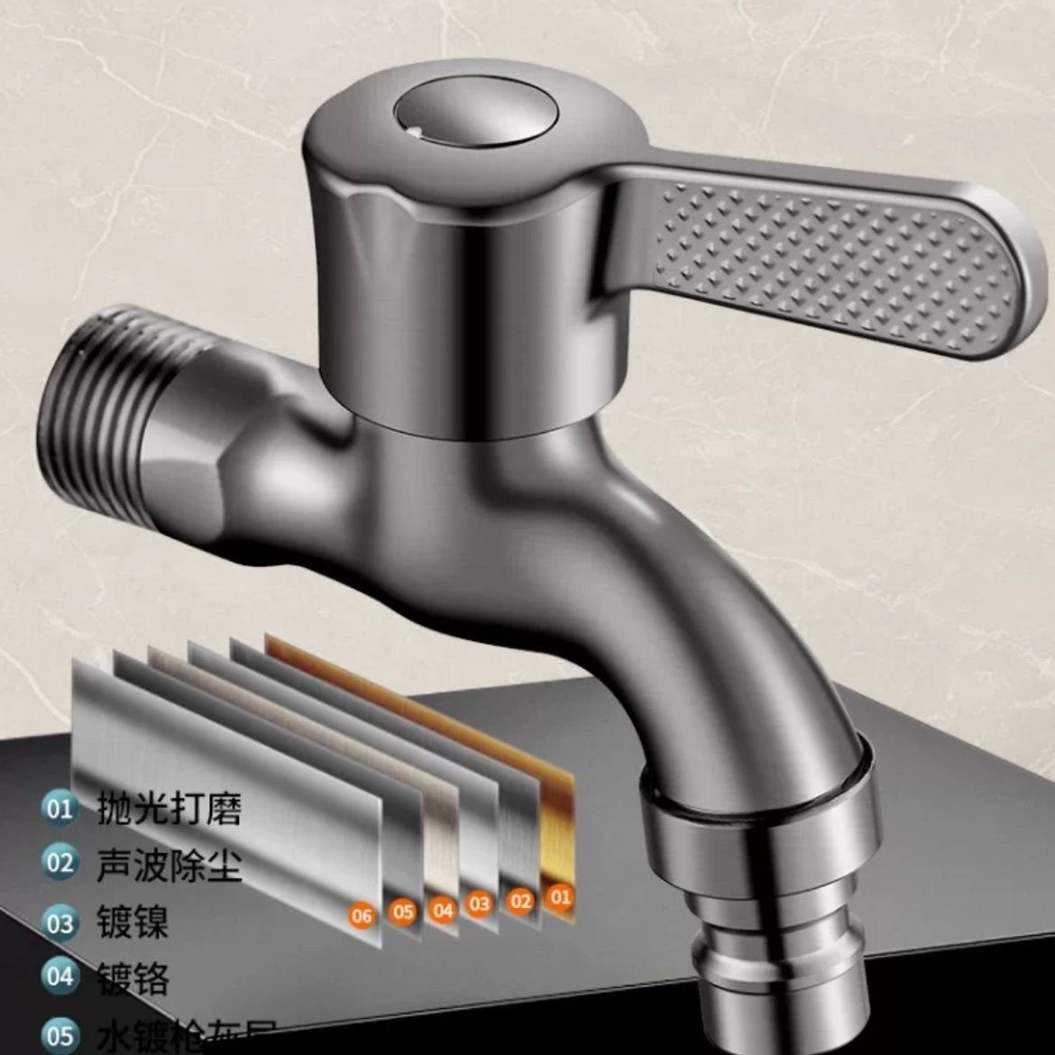 The gun grey washing machine faucet is 4-inch thickened single-cooling splash-proof, and the mop sink is lengthened Specification drawing