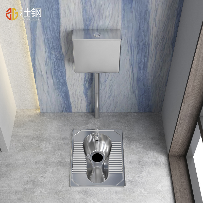 Zhuanggang 304 stainless Steel squat Toilet Factory Direct sales, bathroom squat toilet, squat pit type squat toilet bowl, anti-odor squat toilet details Picture