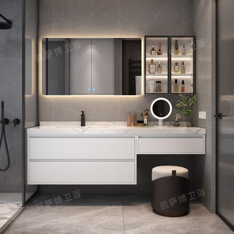 Modern and simple bathroom cabinet combination processing, large-sized bathroom dressing table basin cabinet, makeup intelligent mirror cabinet set details Picture