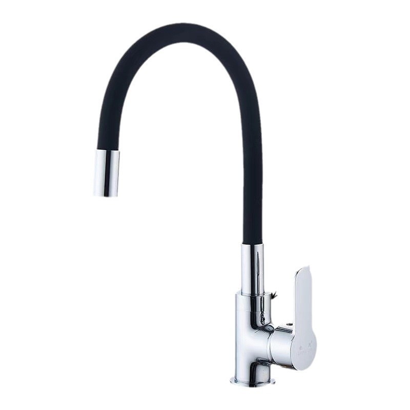Cross-border foreign trade multi-color universal tube extension silicone rubber tube single-speed splash-proof cold and hot water kitchen sink faucet Item Picture