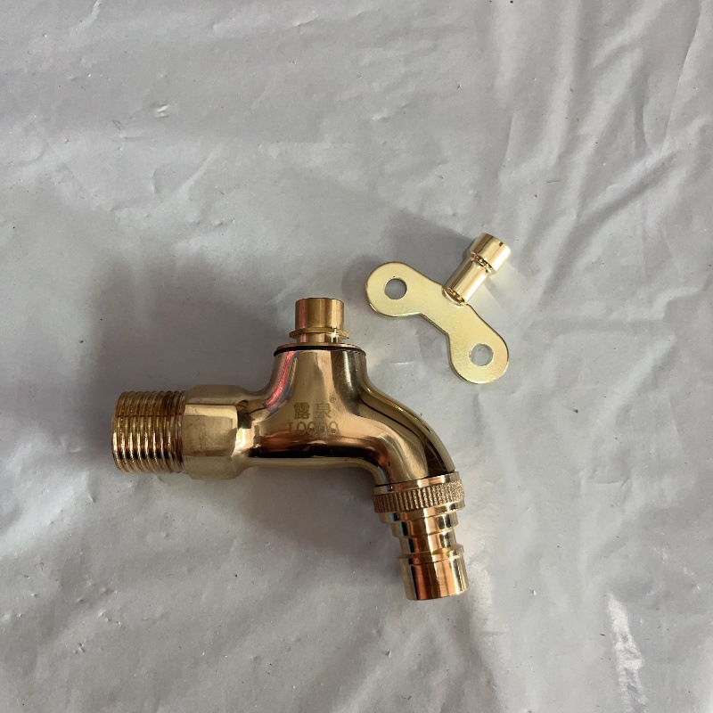 Copper natural color key-equipped washing machine faucet with quick-boiling nozzle wall-mounted washing machine faucet manufacturer wholesale full figure