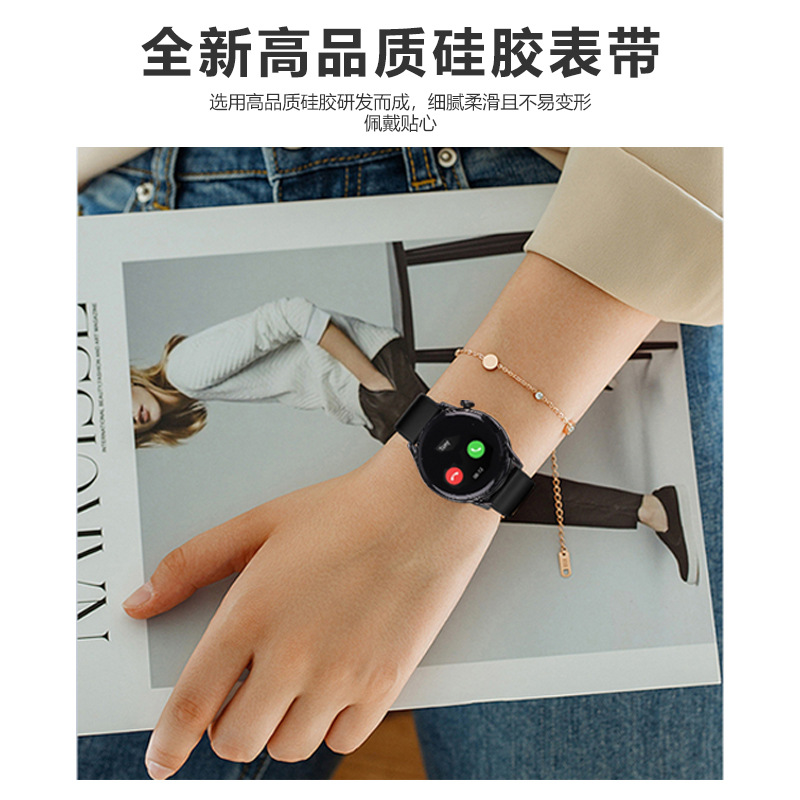 Factory stock supply of full-hole solid-color personalized silicone watch straps suitable for Huawei iwatch3/GT2 details Picture