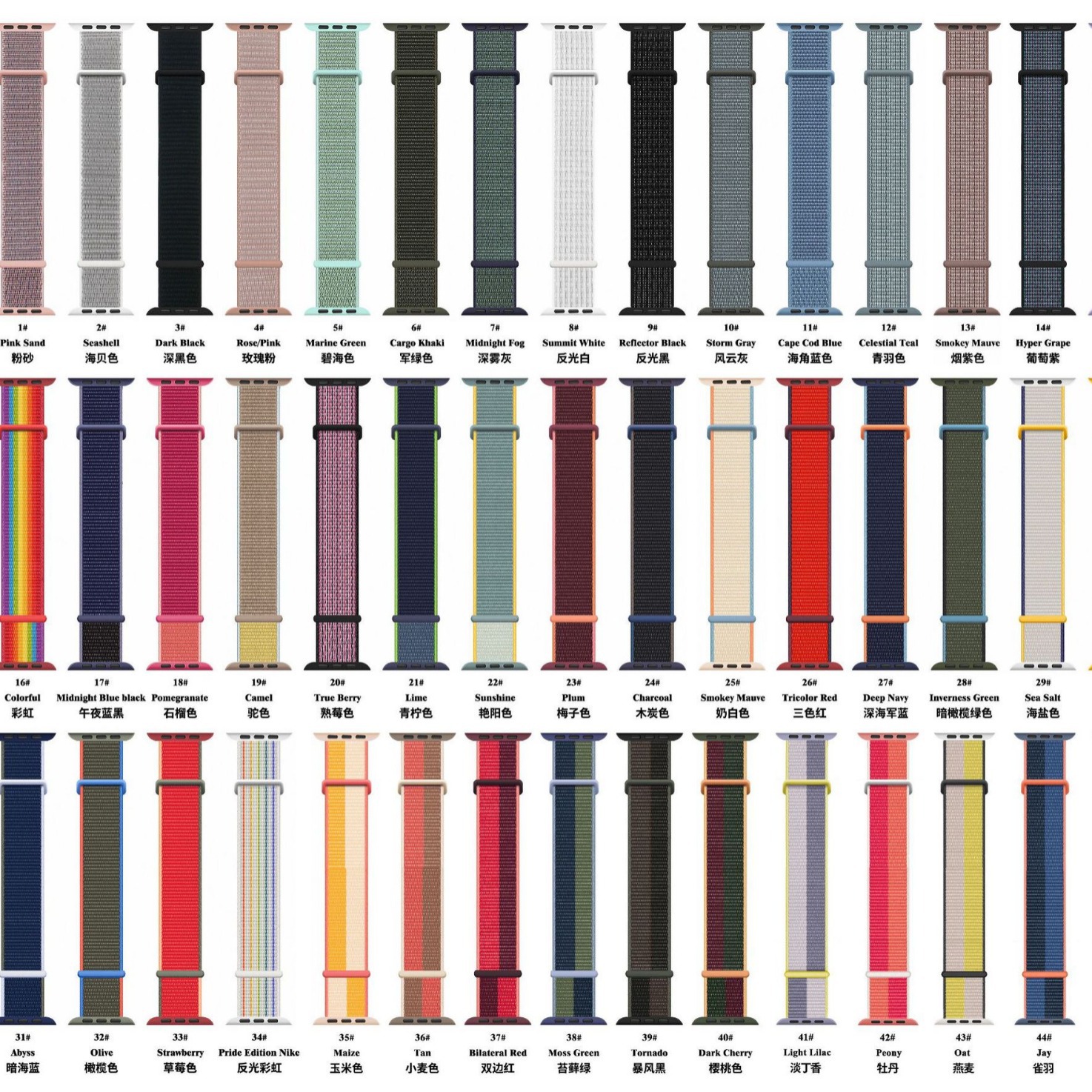 New snap-on Velcro nylon loop double loop watch strap suitable for Apple iwatch7 Specification drawing